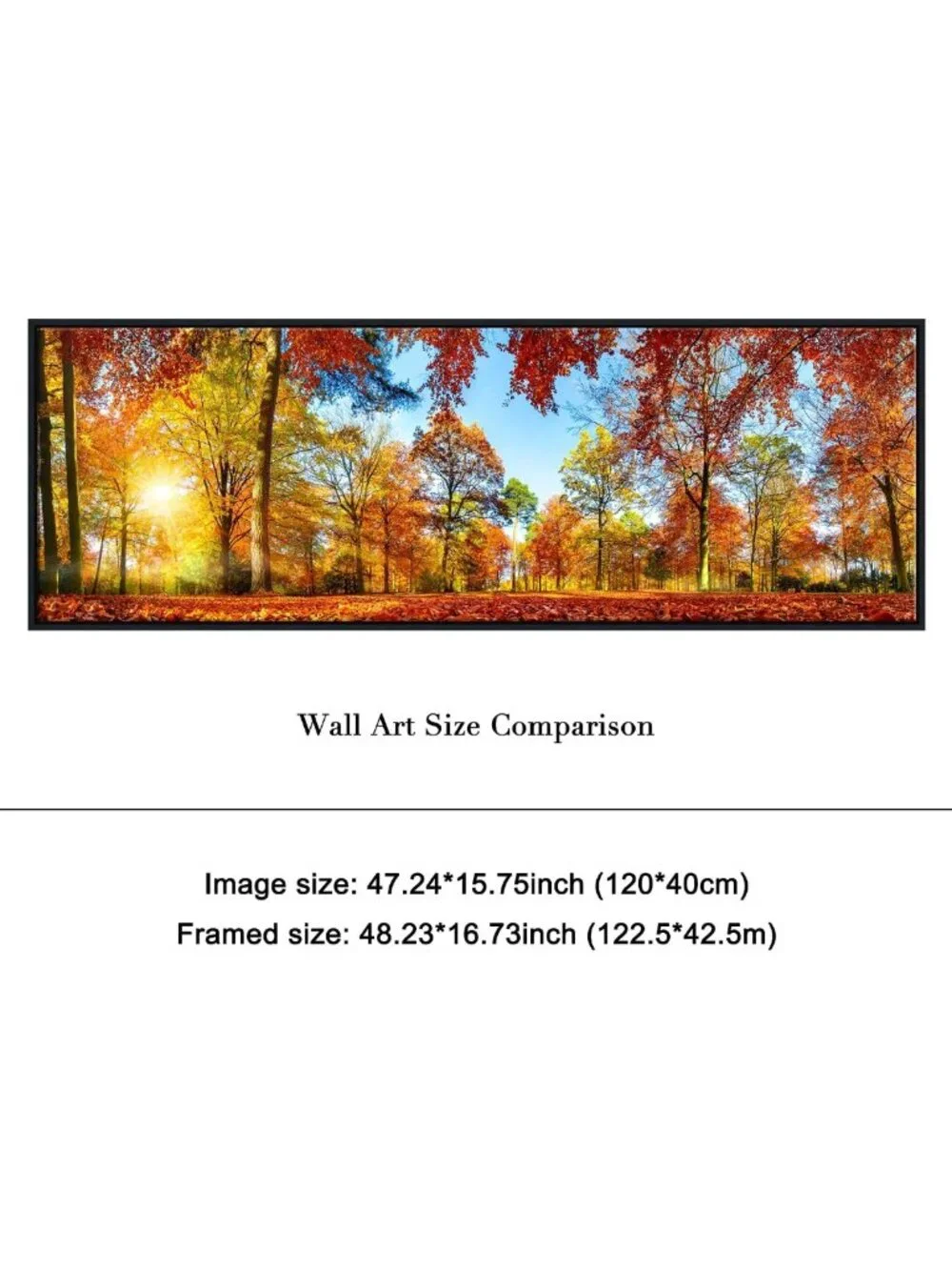 Large Black Framed Autumn Sunset Canvas Wall Art - Nature Landscape Decor for
